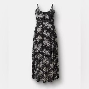 Torrid Black and Cream Floral Maxi Dress NWT Size 0/12/L